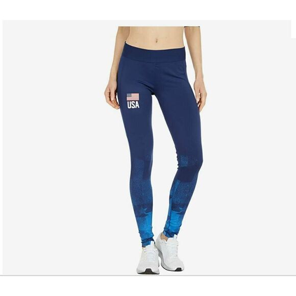 adidas FK1033 Women's Size L-TALL Team Navy Blue USA Long Volleyball Tights $70 - Picture 1 of 2